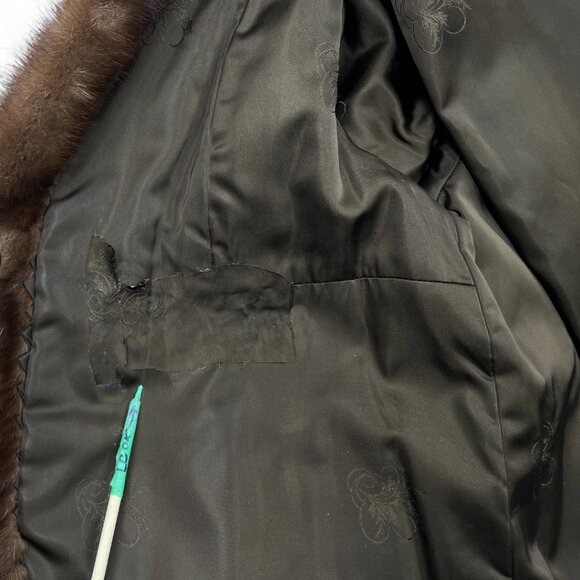 Mink Real Fur Coat Women's Size Large Vintage Brown Mid Length - Picture 9 of 11
